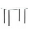 [Replace 65542081]4-seat simple rectangular cylindrical leg table tempered glass stainless steel clear glass 110 * 70 * 75cm