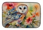 Barn Owl Dish Drying Mat Absorbent Dish Drying Mat Pad for Kitchen Counter Dish Drainer Mat for Countertop, 14 x 21", Multicolor