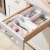 White 8-Piece Plastic Drawer Organizer Set, Multi-Compartment Flatware Storage, Dishwasher Safe