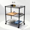 3-Tier Shelving Storage Shelves,Steel Organizer Wire Rack with Wheels,Adjustable Storage Units,23" W x 13" D x 30" H,Black
