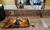Doberman Pinscher Fall Dish Drying Mat Absorbent Dish Drying Mat Pad for Kitchen Counter Dish Drainer Mat for Countertop, 14 x 21", Multicolor