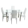 [Replace 65542081]4-seat simple rectangular cylindrical leg table tempered glass stainless steel clear glass 110 * 70 * 75cm