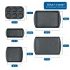 6 Piece Non-Stick Bakeware Sets, Easy for Release and Clean up, Carbon Steel, Gray
