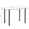[Replace 65542081]4-seat simple rectangular cylindrical leg table tempered glass stainless steel clear glass 110 * 70 * 75cm